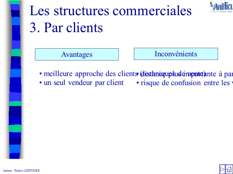 Auteur : Patrice LEPISSIER Les structures commerciales 3.