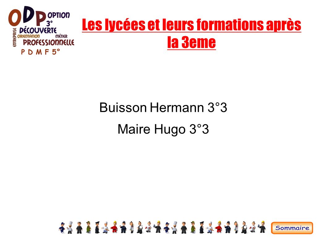 Les lycées et leurs formations après la 3eme Buisson Hermann 3°3 Maire Hugo 3°3