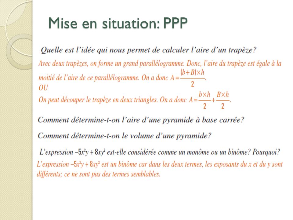Mise en situation: PPP