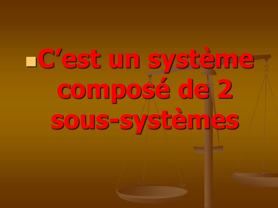 C’est un système composé de 2 sous-systèmes C’est un système composé de 2 sous-systèmes