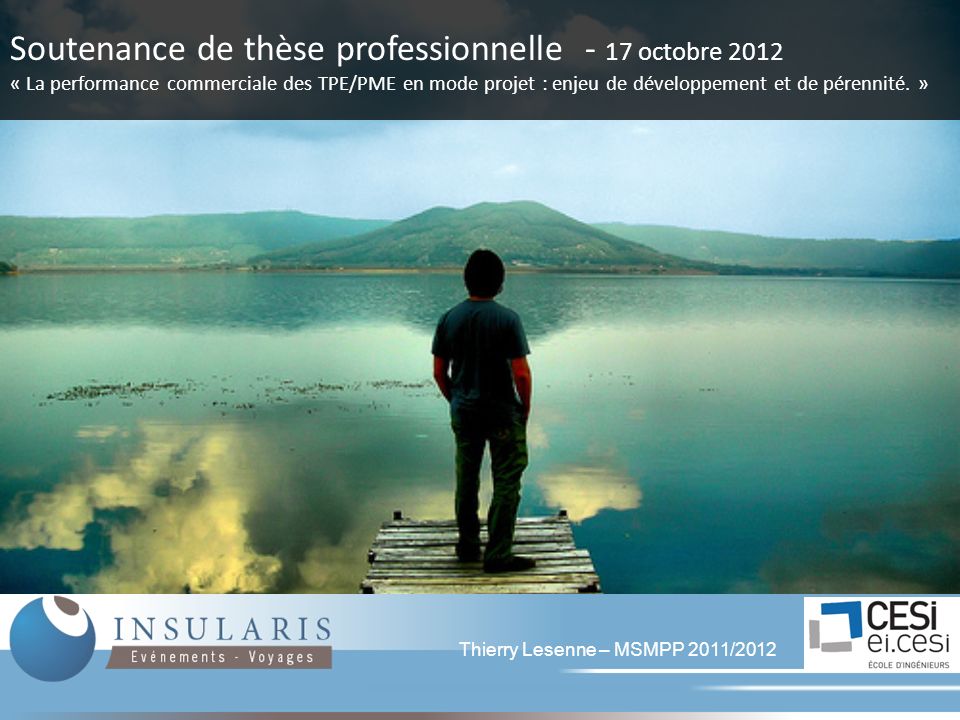 Soutenance de thèse professionnelle - 17 octobre 2012 « La performance commerciale des TPE/PME en mode projet : enjeu de développement et de pérennité.