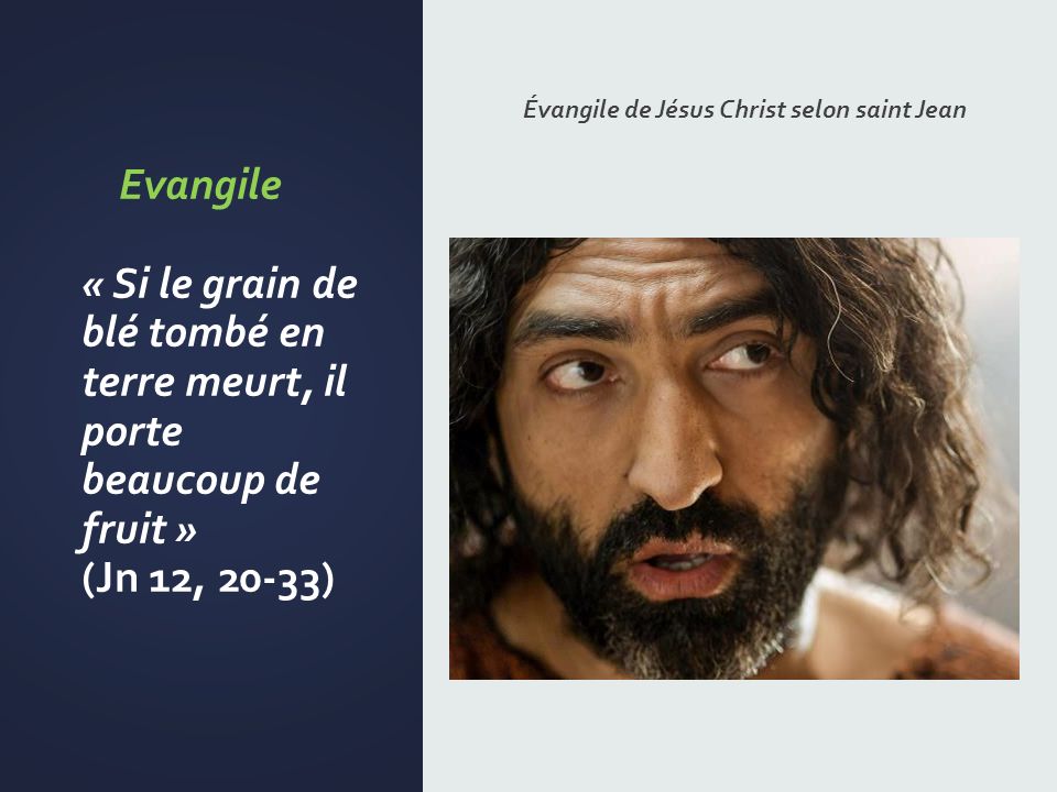Evangile « Si le grain de blé tombé en terre meurt, il porte beaucoup de fruit » (Jn 12, 20-33) Évangile de Jésus Christ selon saint Jean