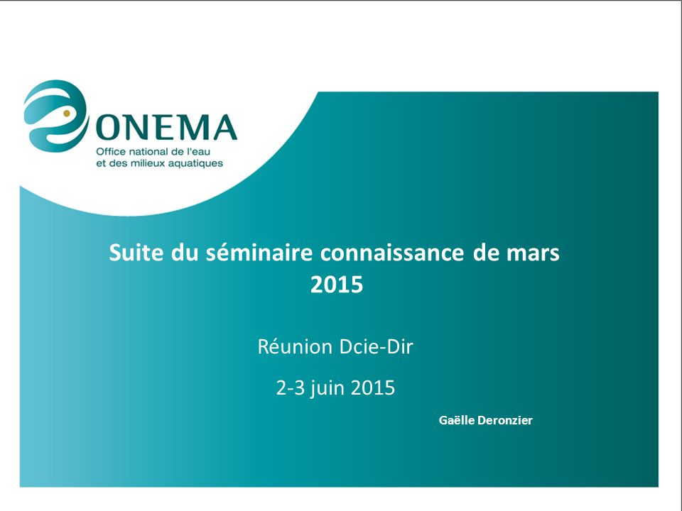 Suite du séminaire connaissance de mars 2015 Gaëlle Deronzier Réunion Dcie-Dir 2-3 juin 2015