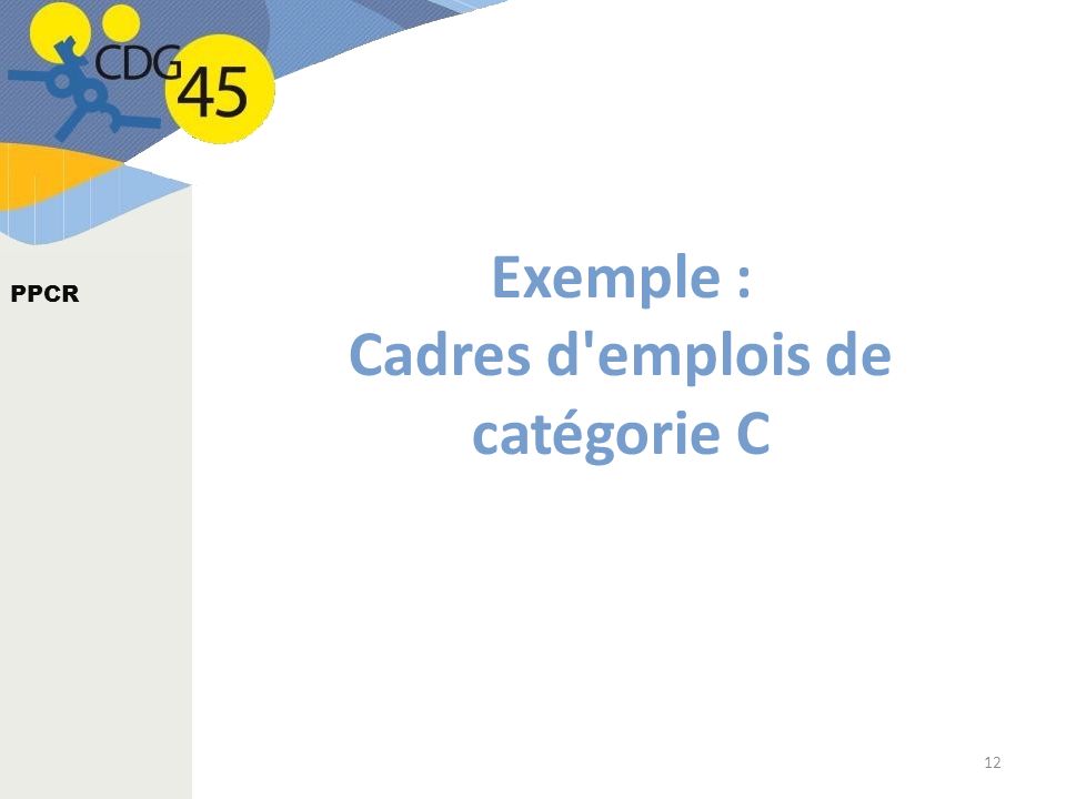 Exemple : Cadres d emplois de catégorie C 12 PPCR