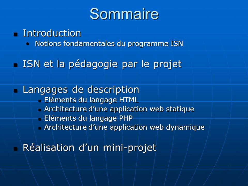 Informatique Et Sciences Du Numérique Sommaire Introduction - 