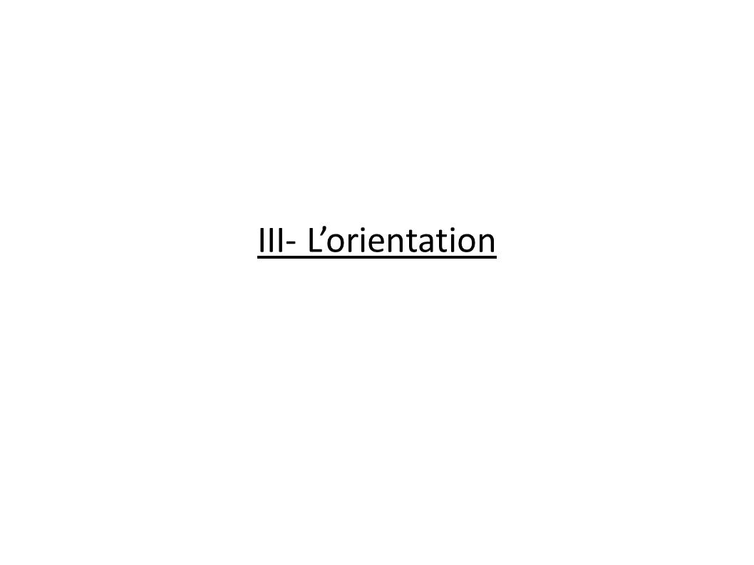 III- L’orientation