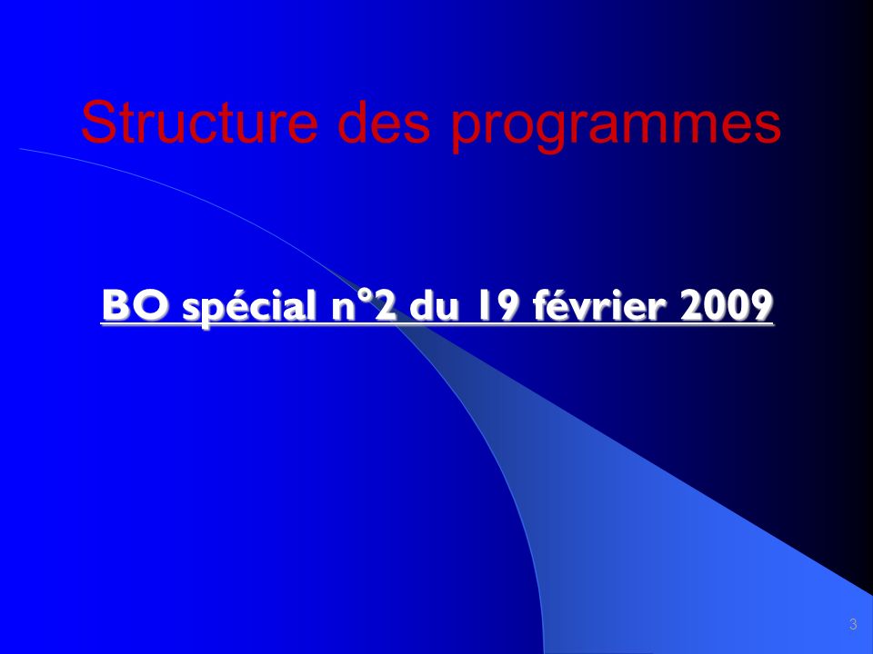 Structure des programmes BO spécial n°2 du 19 février