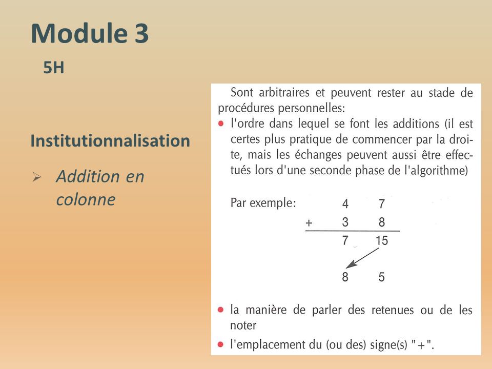 Module 3 5H Institutionnalisation  Addition en colonne