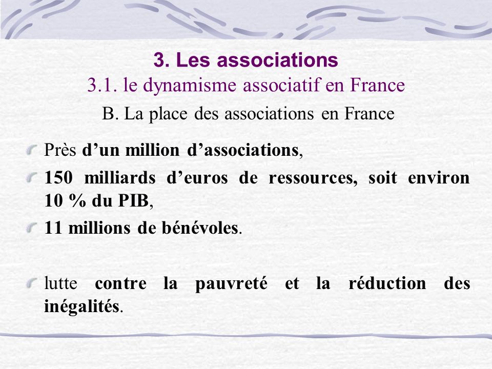 3. Les associations 3.1. le dynamisme associatif en France B.