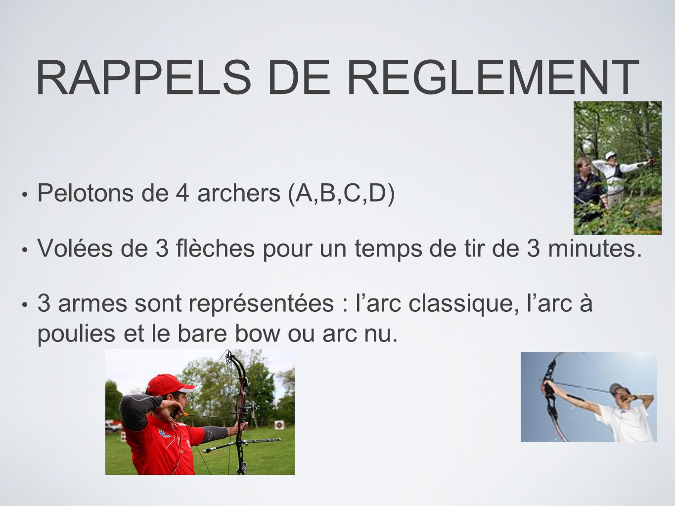 Règlement et discipline du tir à l'arc