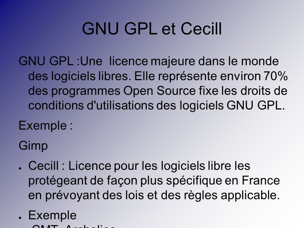 GNU GPL et Cecill GNU GPL :Une licence majeure dans le monde des logiciels libres.
