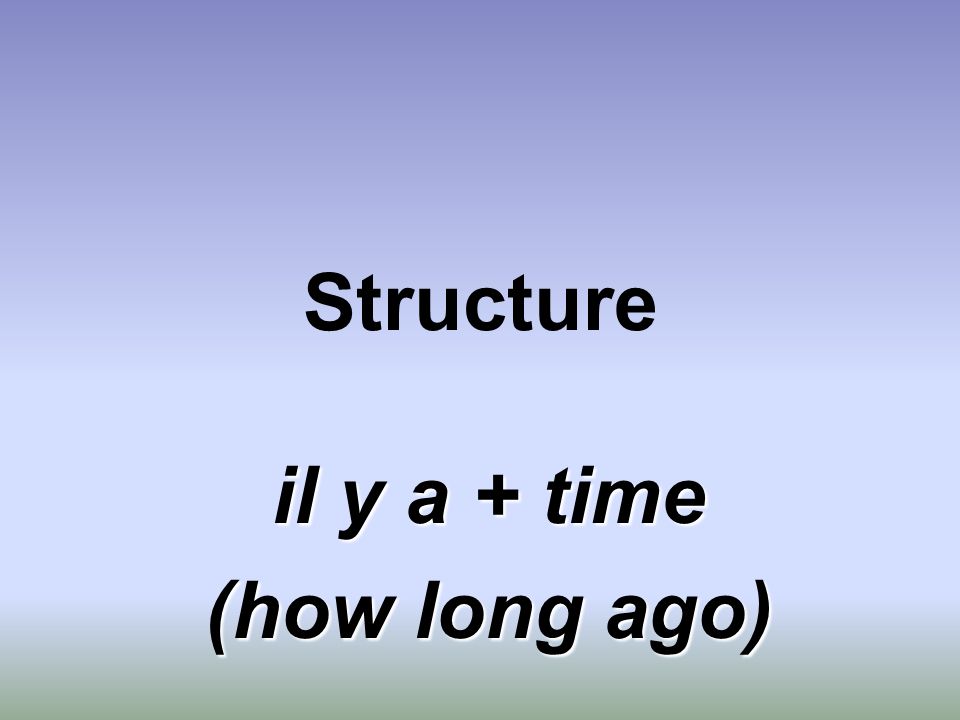 Structure il y a + time (how long ago)