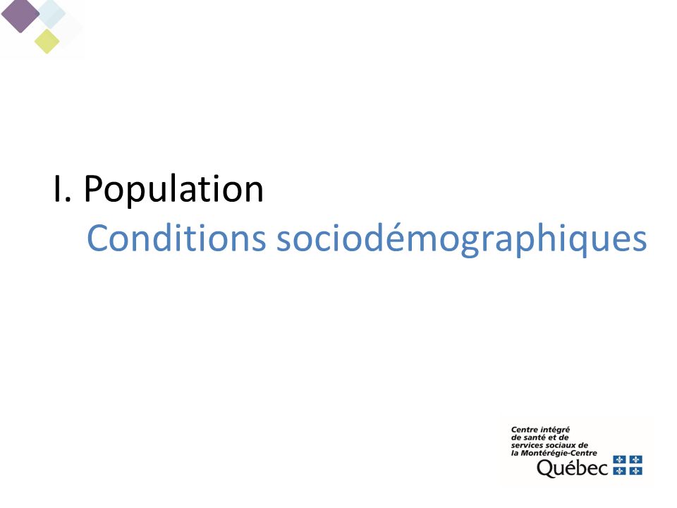 I. Population Conditions sociodémographiques