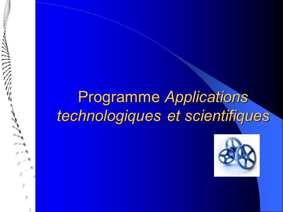 Programme Applications technologiques et scientifiques