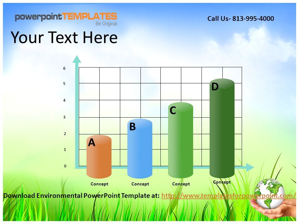 B A D C Concept Your Text Here Download Environmental PowerPoint Template at:   Call Us