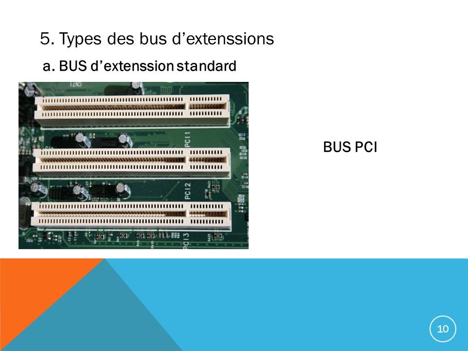 10 5. Types des bus d’extenssions BUS PCI a. BUS d’extenssion standard