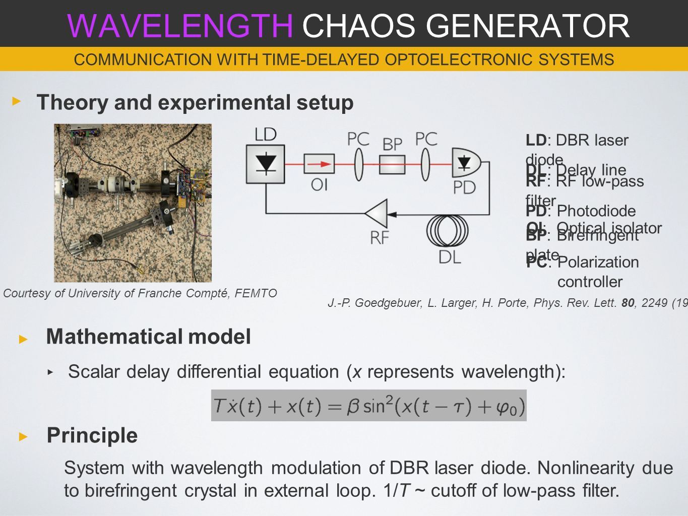 Synchronization Of Chaotic Oscillators Focus On Laser Diodes With Time Delayed Feedback Lecture 2 D Rontani And D S Citrin School Ppt Telecharger