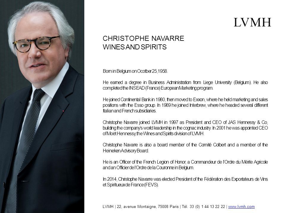 PHILIPPE SCHAUS IS REPLACING CHRISTOPHE NAVARRE AS CEO OF LVMH'S MOET- HENNESSY