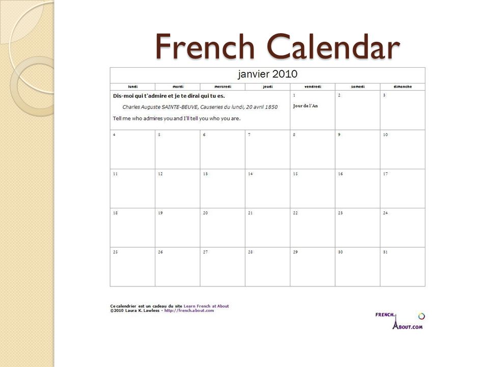 French Calendar