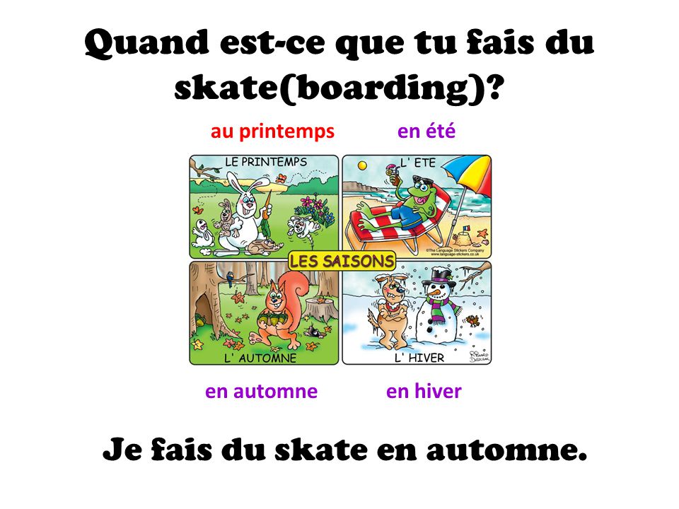 Quand est-ce que tu fais du skate(boarding).