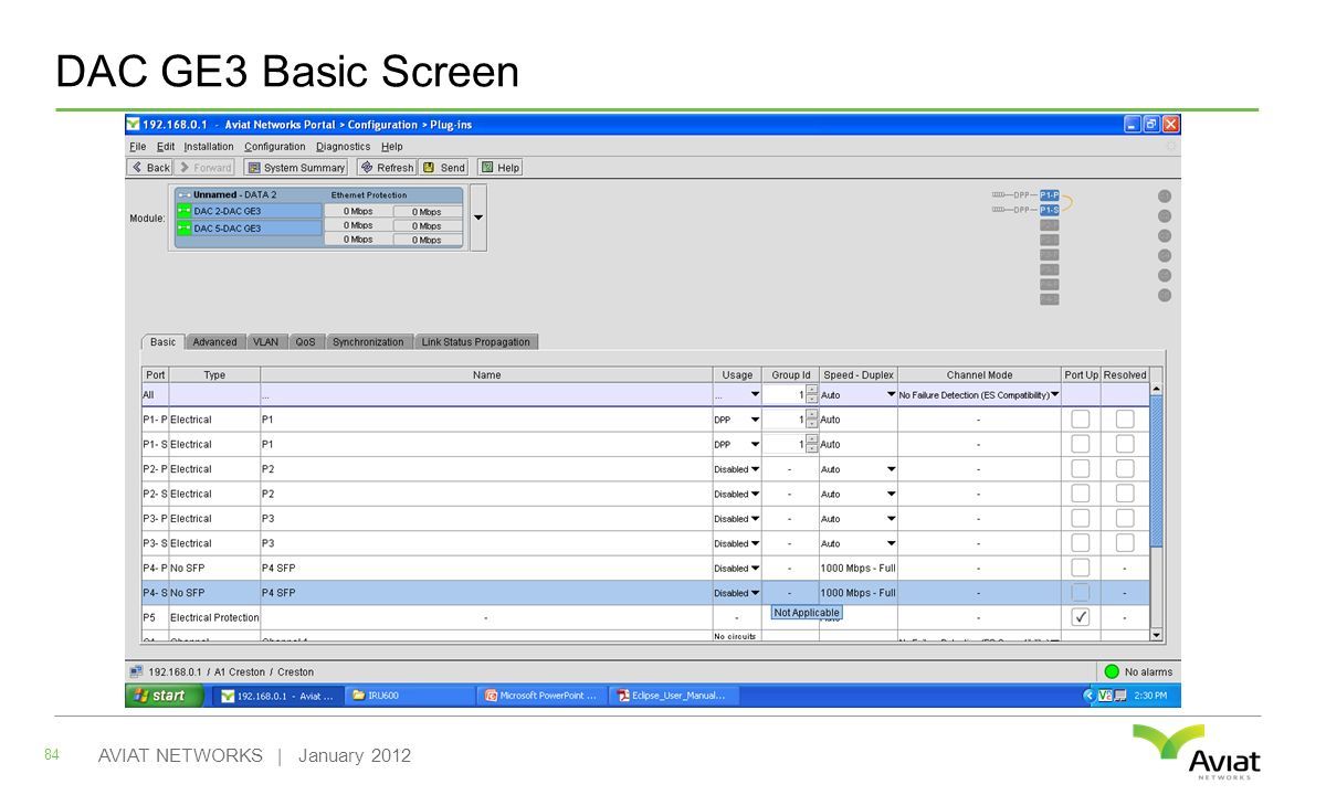 DAC GE3 Basic Screen 84 AVIAT NETWORKS | January 2012