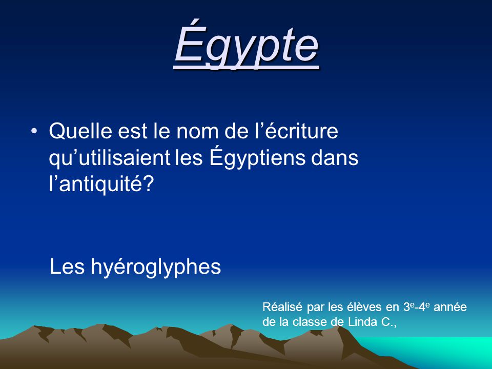 Quelle est le nom de l’écriture qu’utilisaient les Égyptiens dans l’antiquité.
