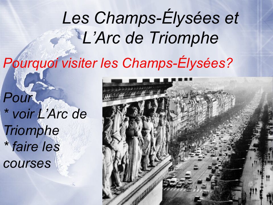 Pour * voir L’Arc de Triomphe * faire les courses Les Champs-Élysées et L’Arc de Triomphe Pourquoi visiter les Champs-Élysées