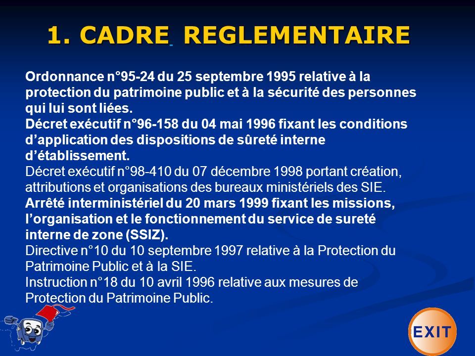 Ordonnance n°95-24 du 25 septembre 1995 relative à la protection du patrimoine public et à la sécurité des personnes qui lui sont liées.
