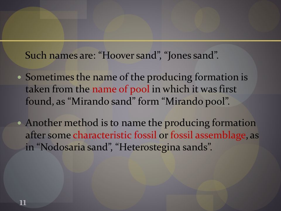 Such names are: Hoover sand , Jones sand .