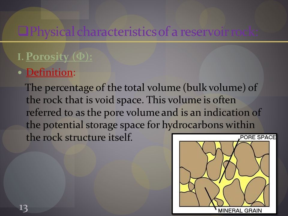  Physical characteristics of a reservoir rock: I.