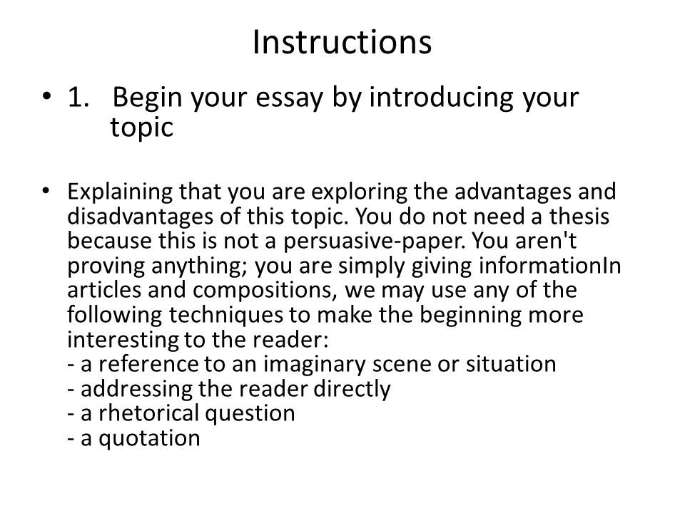 pros and cons essay ppt